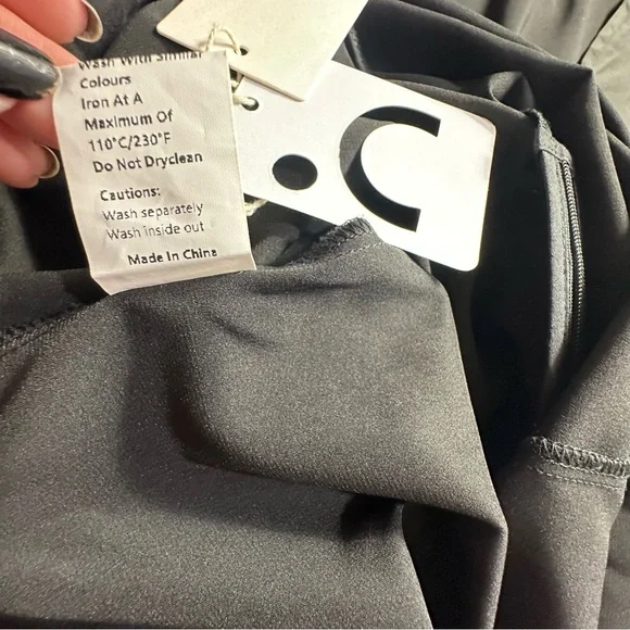 NWT Commense Satin Mock Neck Tie Back Black Short Dress Size Medium - Picture 6 of 13